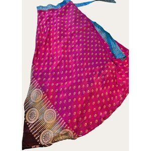 Multicolor Printed Bohemian Wrap Skirt With Floral & Geometric Patterns